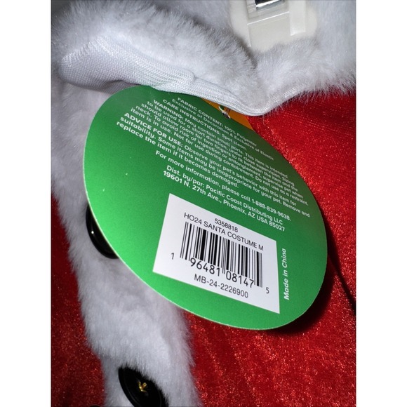 NEW! Merry & Bright Dog or Cat Pet Santa Costume w/ Hat - Size M Medium - Picture 5 of 6